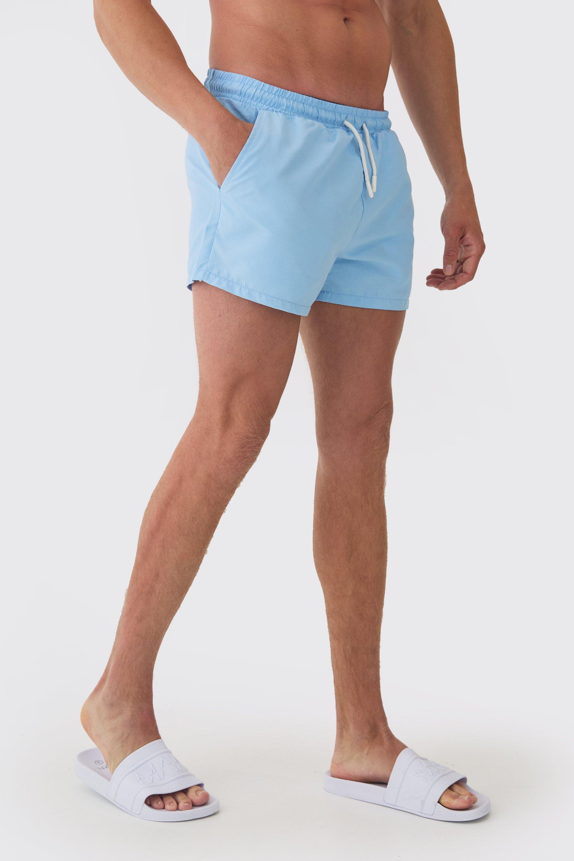 Mens Blue Man Signature Short Length Swim Shorts, Blue